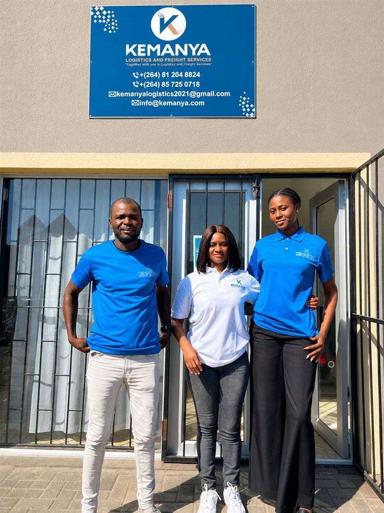 The Kemanya Logistics & Freight team outside their Walvis Bay office